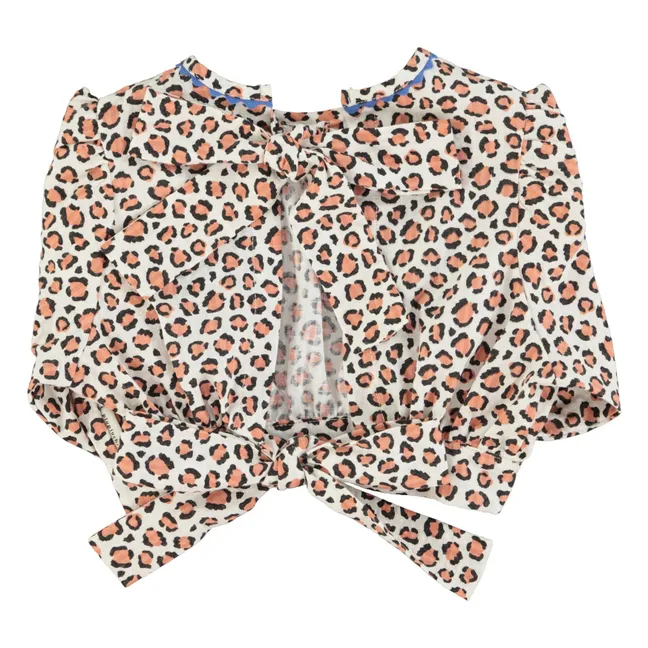 Bluse Crop Leopard Bio-Baumwolle | Seidenfarben