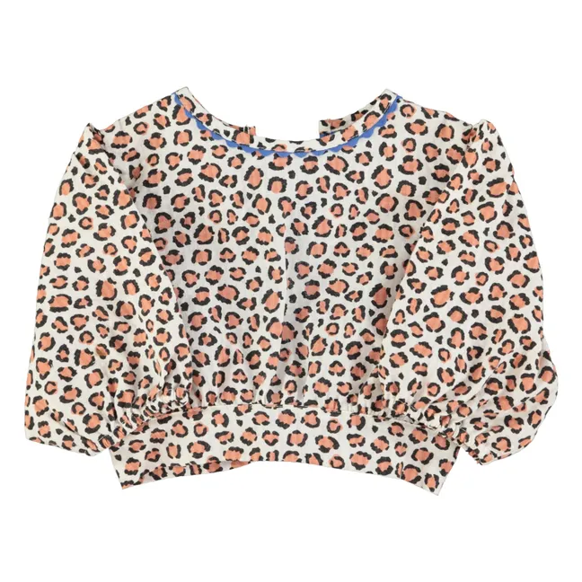Bluse Crop Leopard Bio-Baumwolle | Seidenfarben