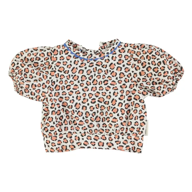 Bluse Crop Leopard Bio-Baumwolle | Seidenfarben