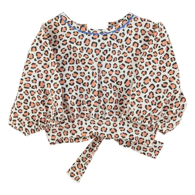 Bluse Crop Leopard Bio-Baumwolle | Seidenfarben