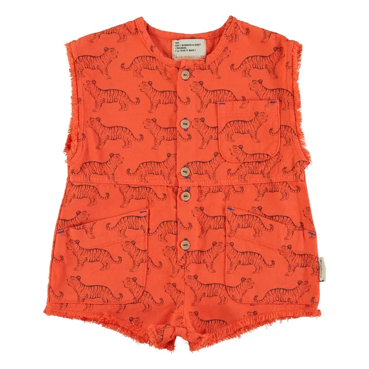 Tiger pocket overalls Organic cotton | Orange- Product image n°0
