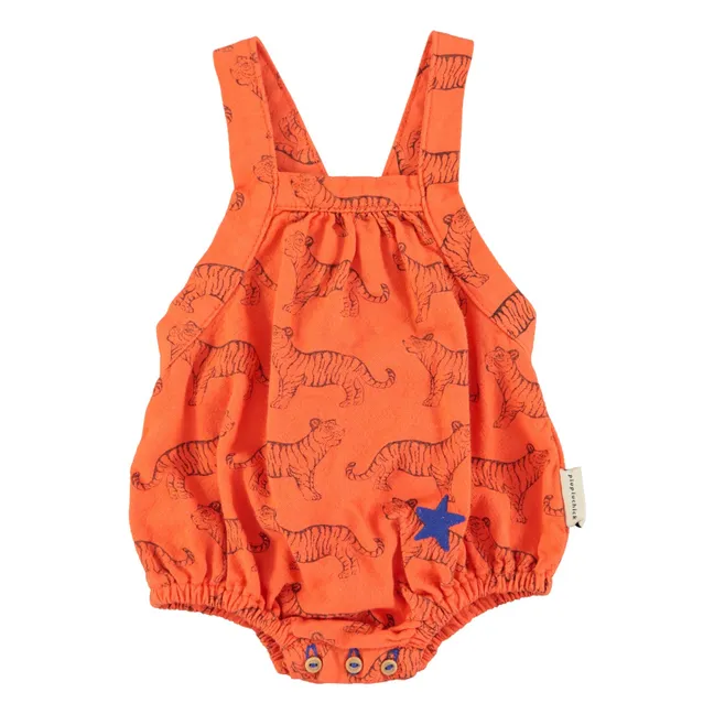 Pelele de algodón orgánico Tiger | Naranja