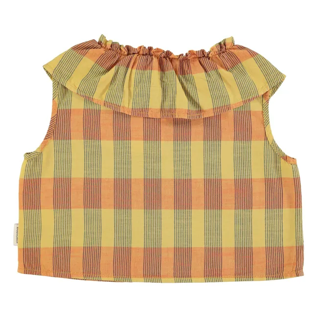 Blusa de algodón orgánico a cuadros | Amarillo Mostaza