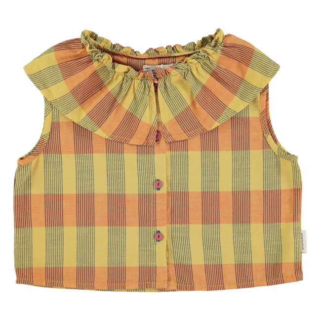 Blusa de algodón orgánico a cuadros | Amarillo Mostaza