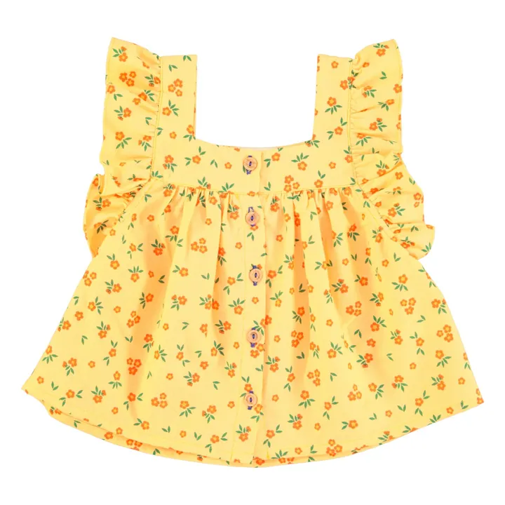 Top a fiori in cotone biologico | Giallo- Immagine del prodotto n°0