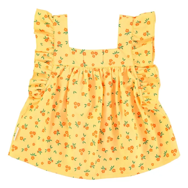 Top de flores de algodón ecológico | Amarillo