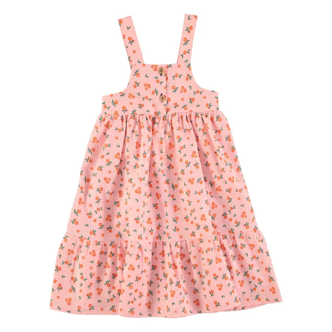 Vestido floral de algodón orgánico | Rosa Melocotón
