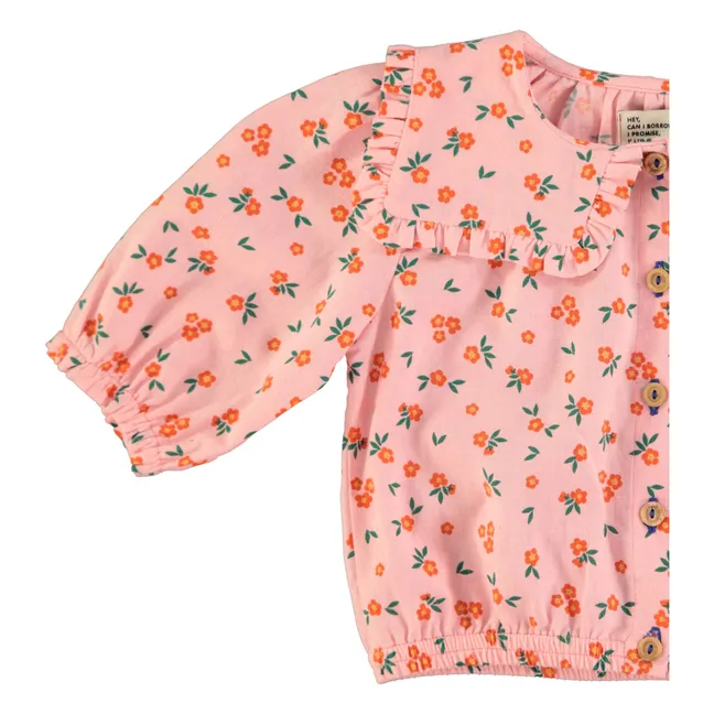 Blusa floral de algodón orgánico | Rosa Melocotón
