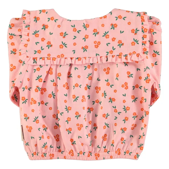Blusa floral de algodón orgánico | Rosa Melocotón