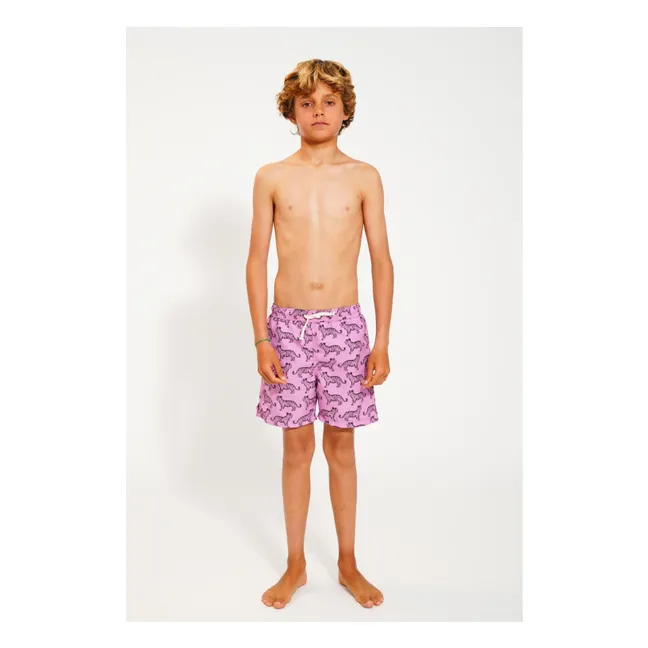 Badeshorts Tiger aus recycelten Fasern | Flieder