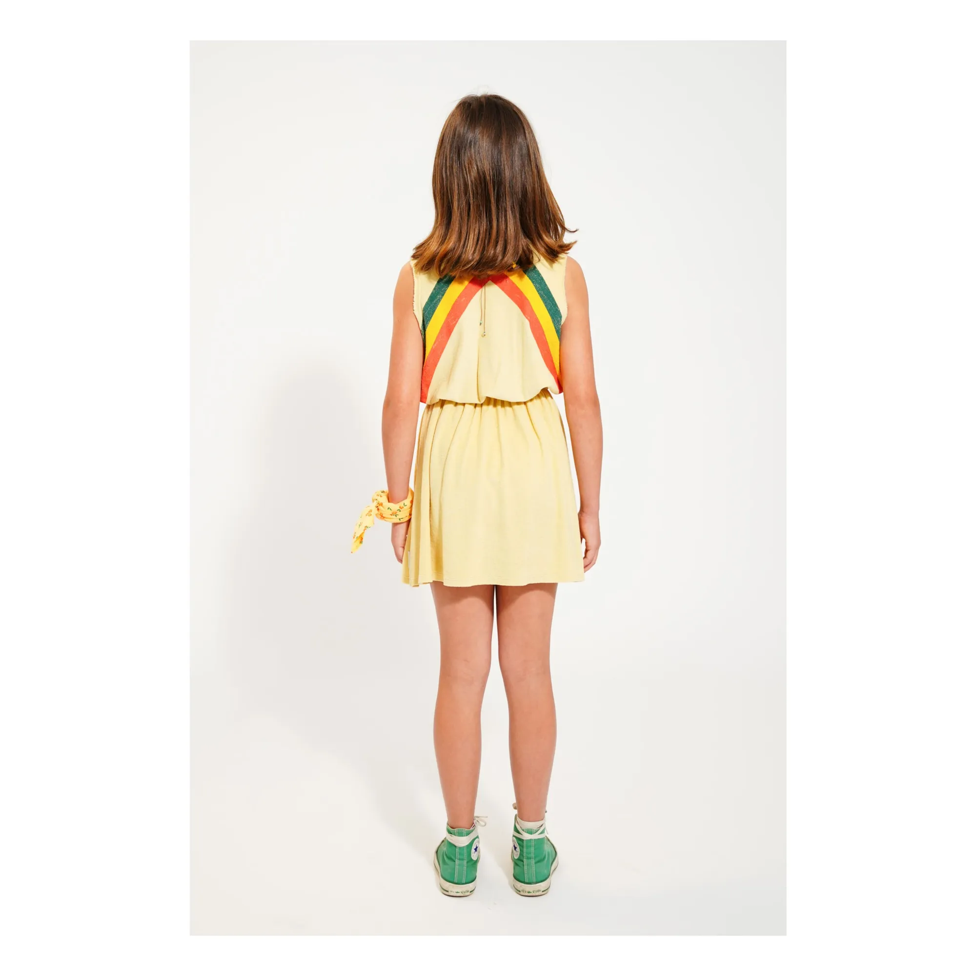 Organic Terry Stripe Openwork Dress | Sand- Product image n°2