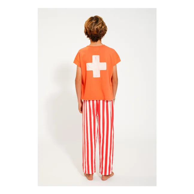 Pantaloni a righe in cotone biologico | Rosso