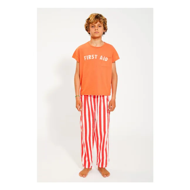 Pantaloni a righe in cotone biologico | Rosso