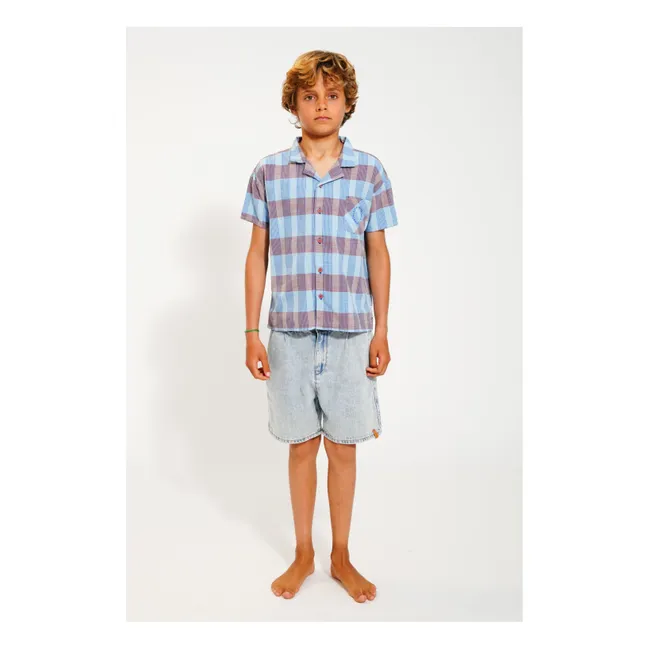 Chemise Carreaux Coton Bio | Bleu