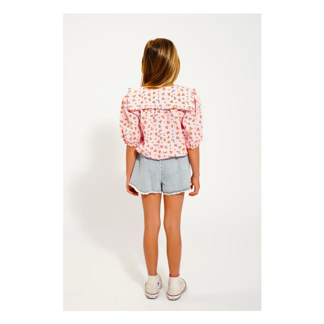 Blusa floral de algodón orgánico | Rosa Melocotón
