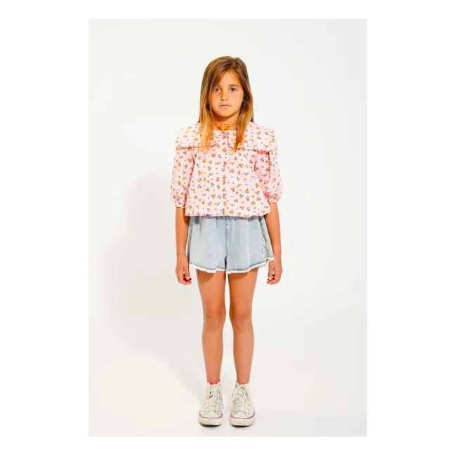 Blusa floral de algodón orgánico | Rosa Melocotón