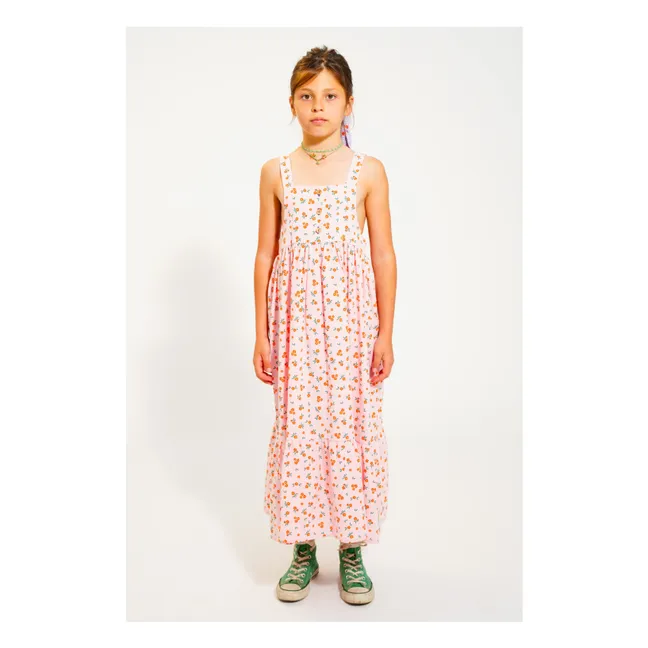 Vestido floral de algodón orgánico | Rosa Melocotón