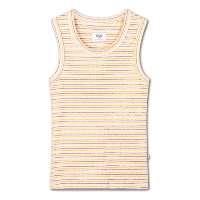 Geripptes Tanktop aus Bio-Baumwolle  | Seidenfarben