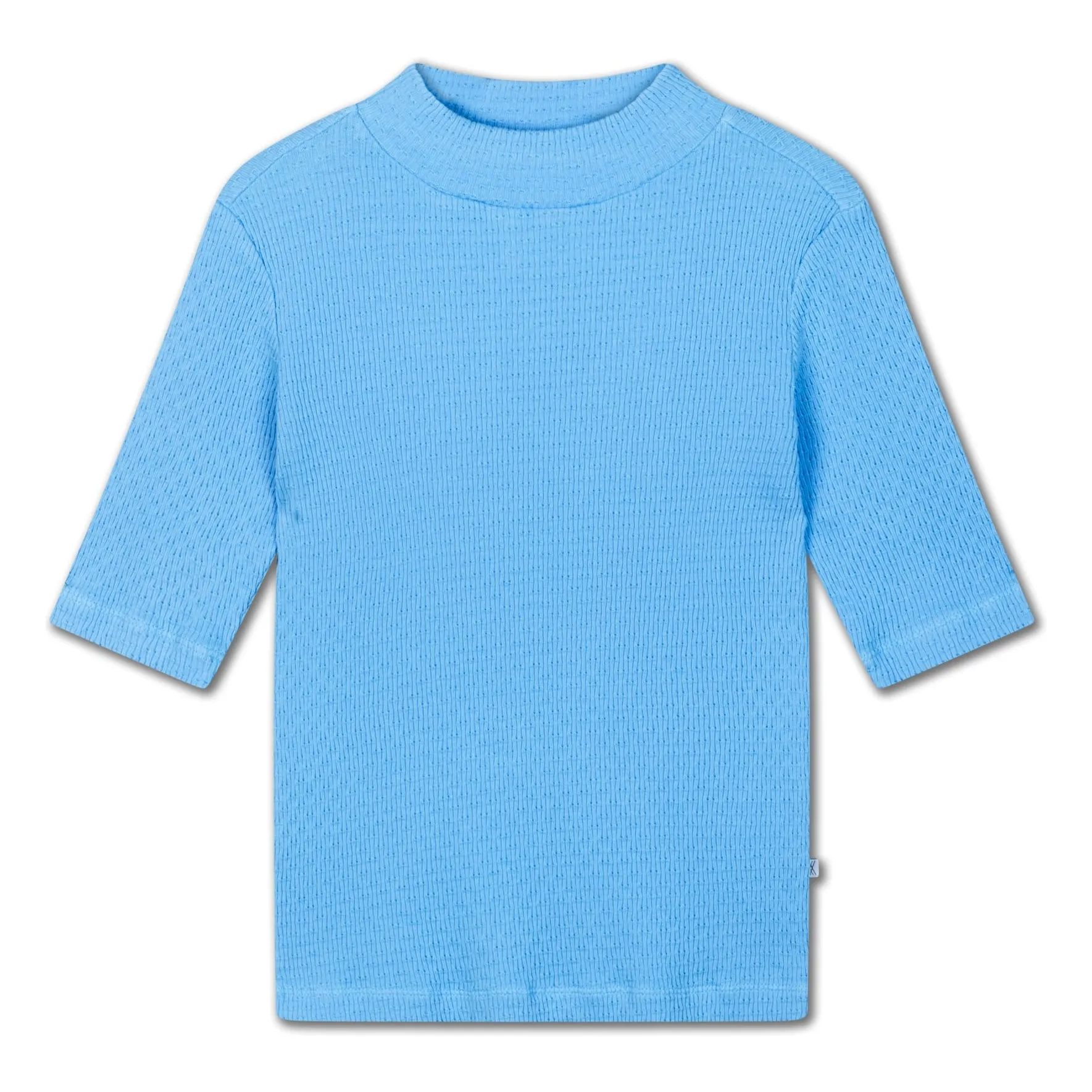 Repose Ams Azure Blue Organic Cotton Ribbed Crew Neck T-Shirt
