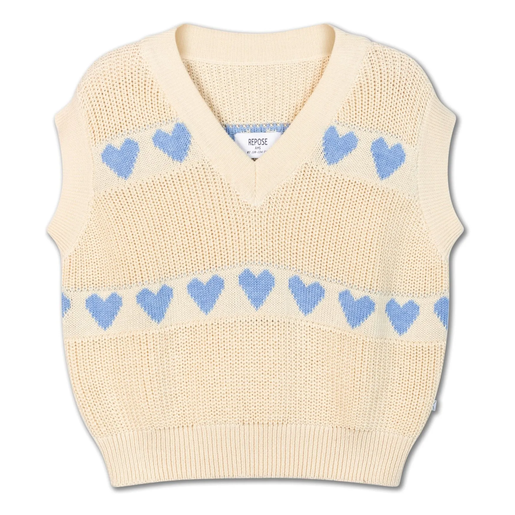 Repose Ams Ecru Sleeveless Sweater Hearts Organic Cotton