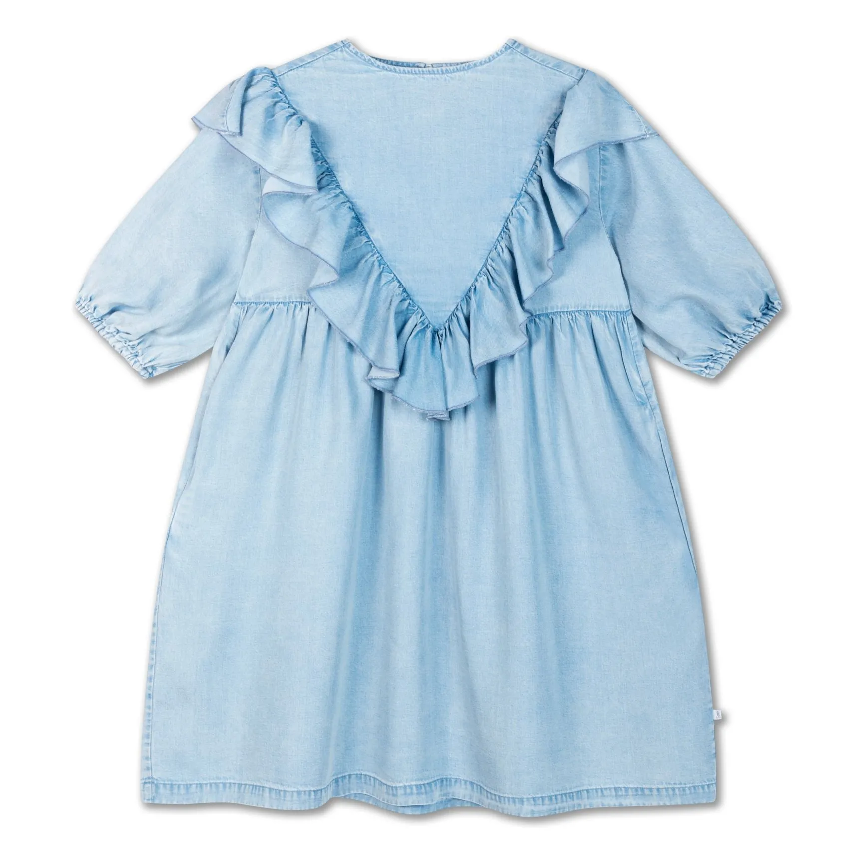 Repose Ams Light Blue Tencel Ruffle Dress