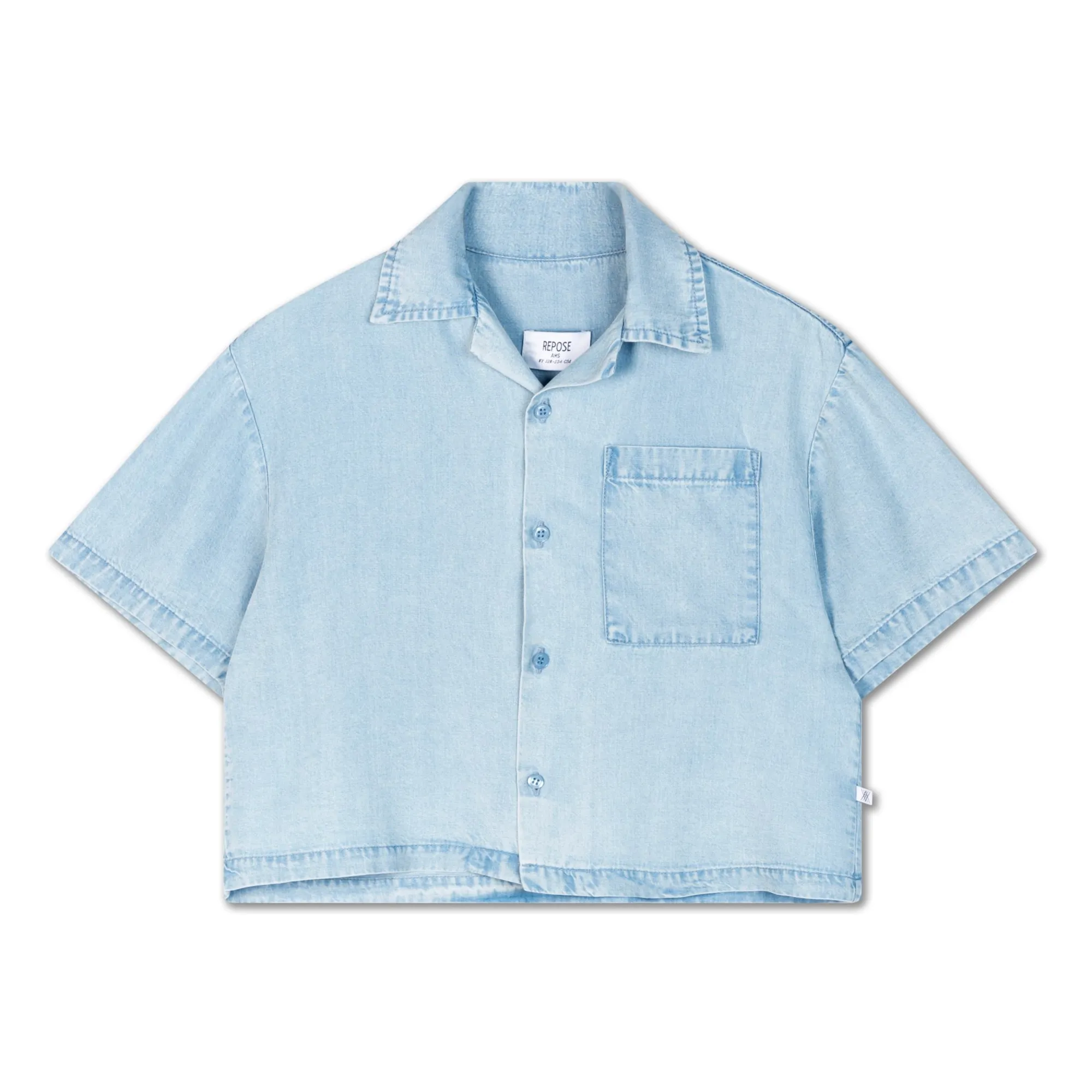 Repose Ams Light Denim Crop Tencel Shirt