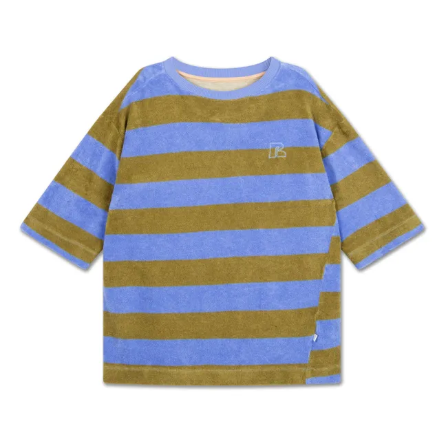 T-Shirt Frottee Streifen Bio-Baumwolle | Khaki