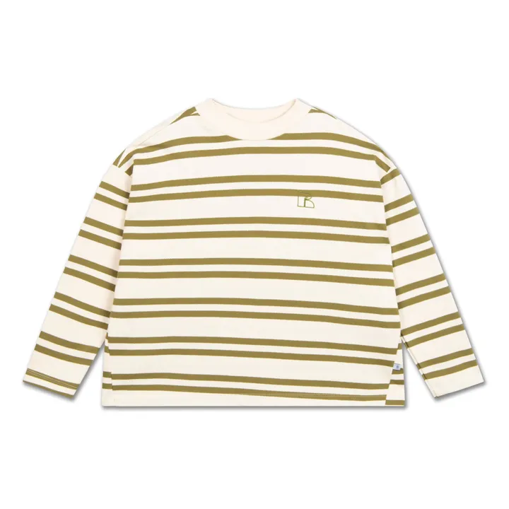 Sweat Rayures Coton Bio | Vert kaki- Image produit n°0