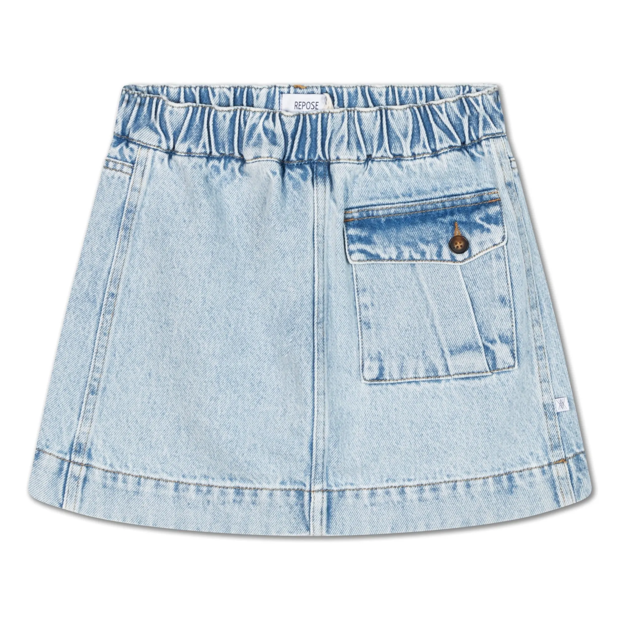 Repose Ams Light Denim Organic Cotton Pockets Skirt