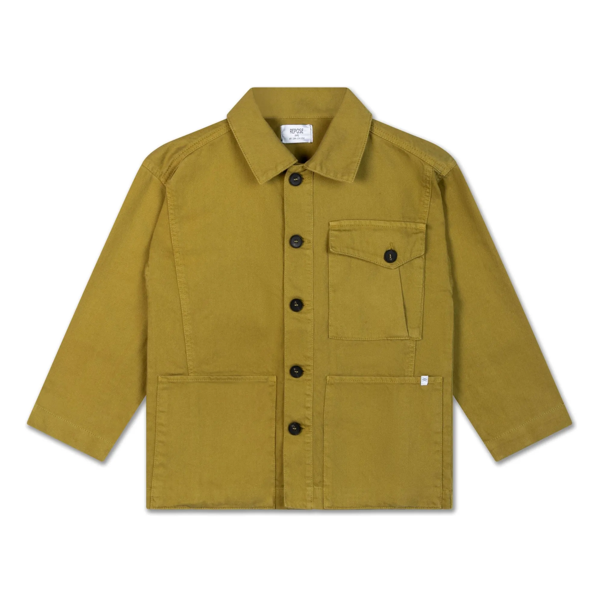 Repose Ams Khaki Organic Cotton Overshirt With Pockets