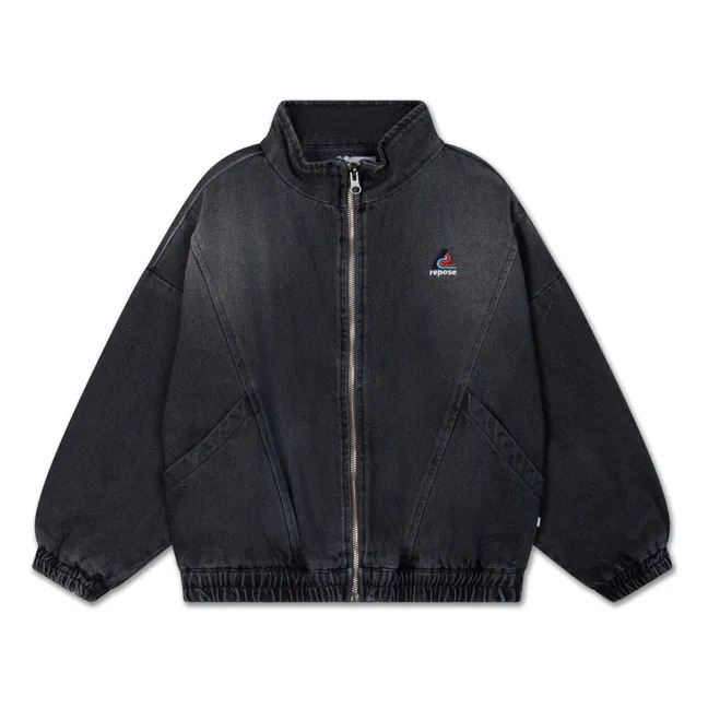 Giacca a vento in cotone organico Denim | Grigio antracite