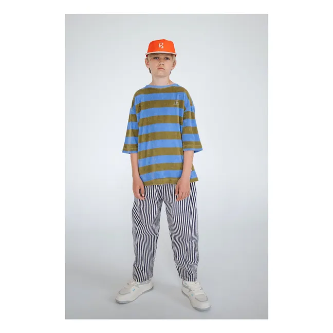 Organic cotton striped terry T-shirt | Khaki