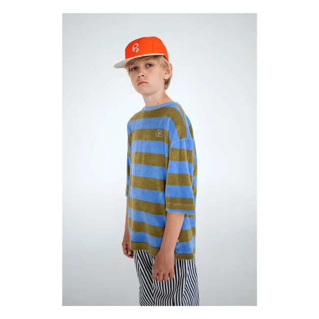 T-Shirt Frottee Streifen Bio-Baumwolle | Khaki