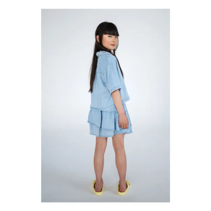 Chemise Crop Tencel | Denim clair- Image produit n°3