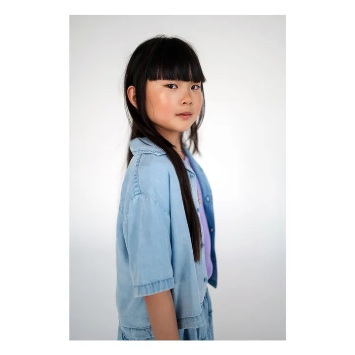 Chemise Crop Tencel | Denim clair- Image produit n°2