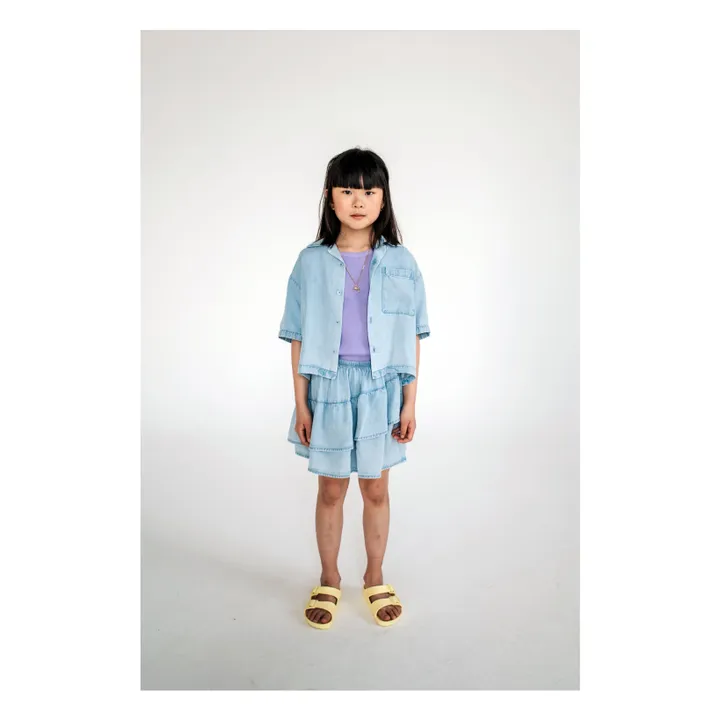 Chemise Crop Tencel | Denim clair- Image produit n°1