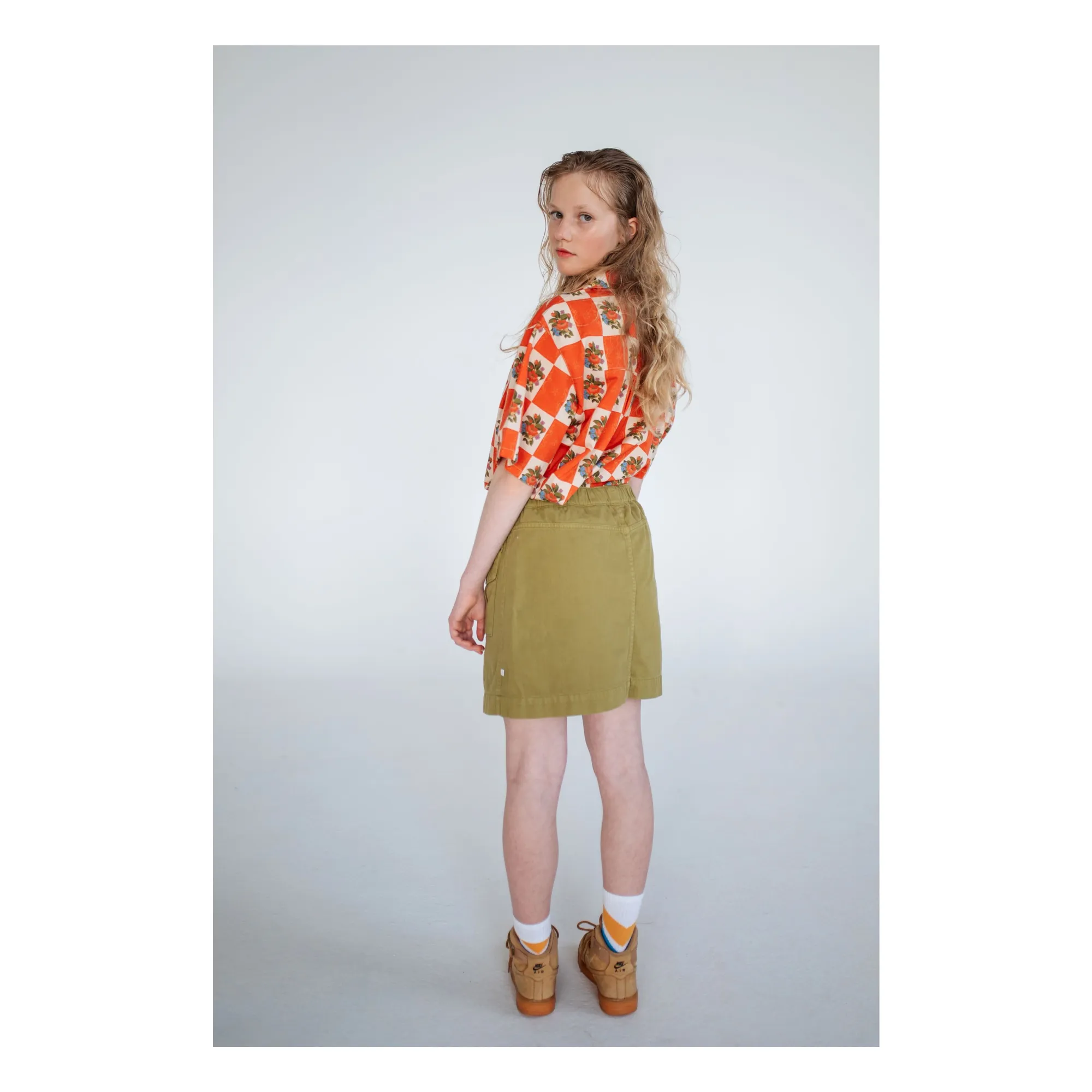 Jupe Poches Coton Bio | Vert kaki- Image produit n°3