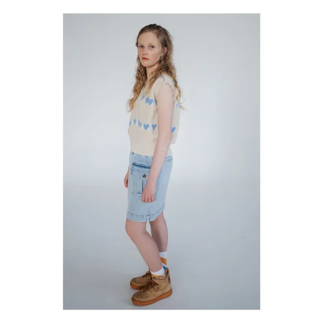 Pull Sans Manches Cœurs Coton Bio | Ecru