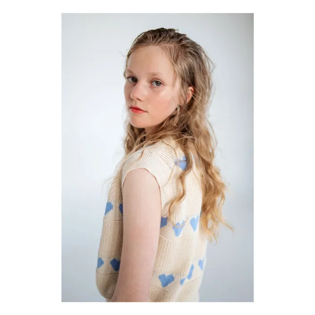 Pull Sans Manches Cœurs Coton Bio | Ecru