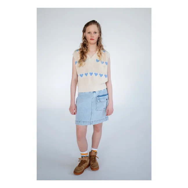 Pull Sans Manches Cœurs Coton Bio | Ecru