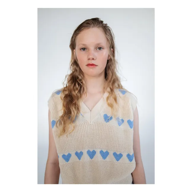 Pull Sans Manches Cœurs Coton Bio | Ecru
