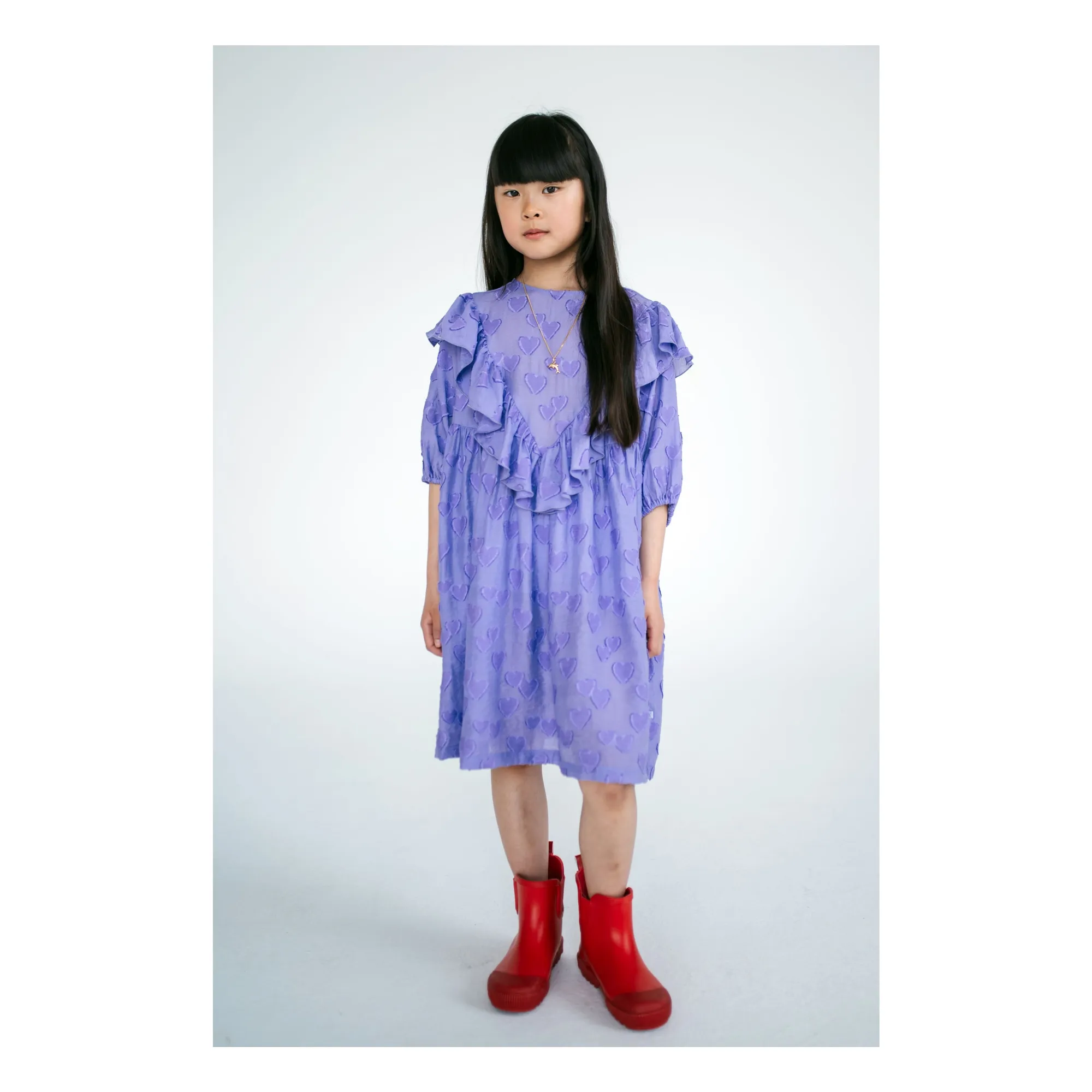 Ruffled hearts dress | Purple- Product image n°1