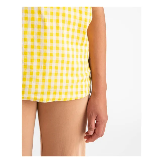 Camiseta de lino Vichy | Amarillo