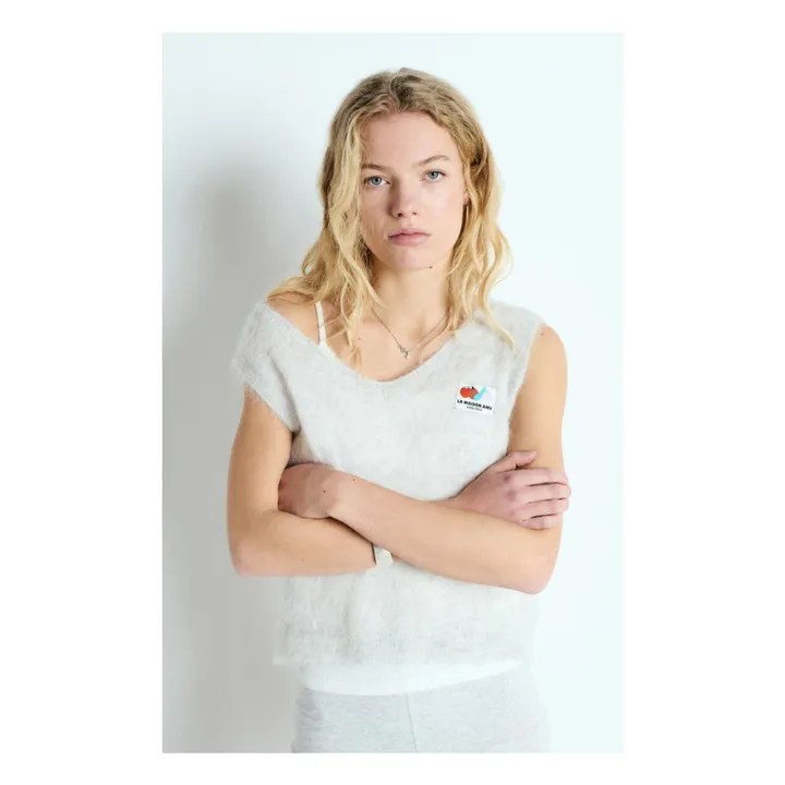 Pullover Ärmellos V-Ausschnitt Nenybay Alpaka | Grigio chiné chiaro- Produktbild Nr. 1