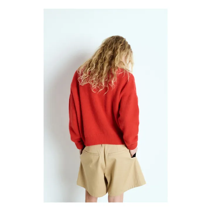 Pullover Bateau-Kragen Vitow Alpaka und Wolle | Rot- Produktbild Nr. 4