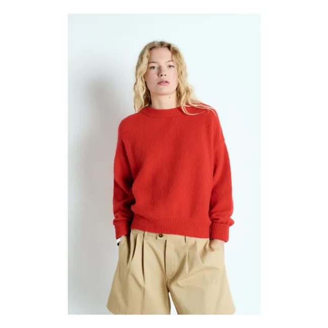 Vitow Alpaca and Wool Boatneck Sweater | Red