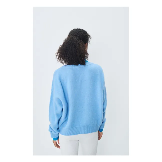 Pullover Bateau-Kragen Vitow Alpaka und Wolle | Blau