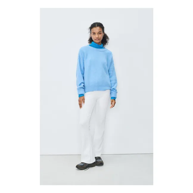 Pullover Bateau-Kragen Vitow Alpaka und Wolle | Blau