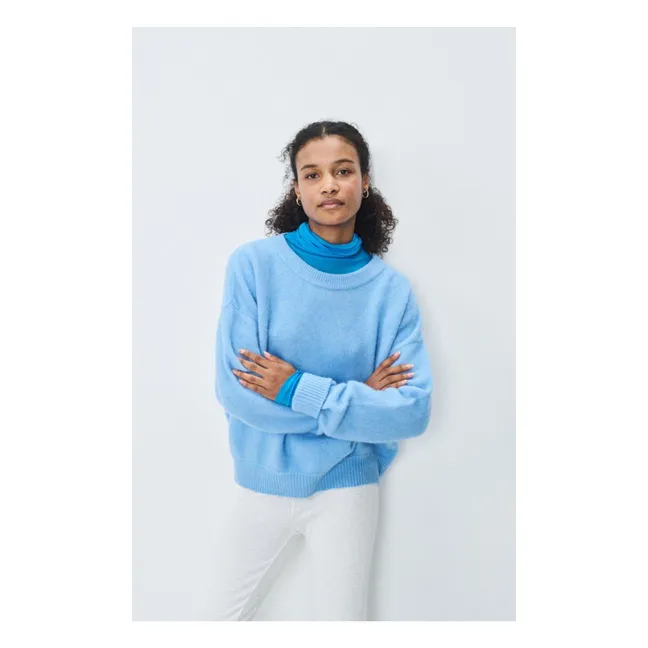 Pullover Bateau-Kragen Vitow Alpaka und Wolle | Blau