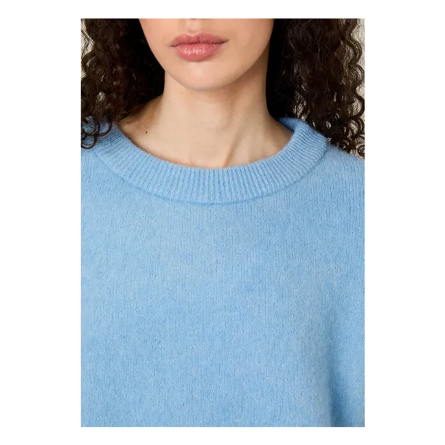 Pullover Bateau-Kragen Vitow Alpaka und Wolle | Blau